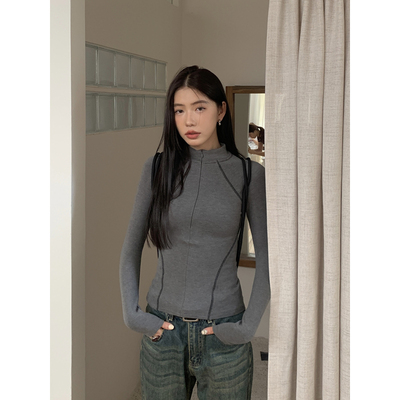 HaloLuu美式半高领德绒打底衫