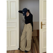 卡其色工装 裤 女春季 Halo 多口袋直筒休闲阔腿裤 美式 2026新款 Luu