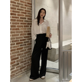 子高腰垂感高级感直筒拖地裤 Halo 女夏季 休闲裤 Luu黑色阔腿西装 裤