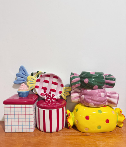 外贸出口 孤品 手绘 糖果甜点系列  陶瓷花瓶  摆件 烛台 储物罐