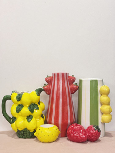 外贸孤品 水果系列手绘花瓶、烛台、收纳碗、摆件 收纳