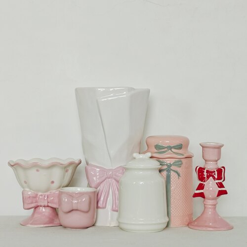 外贸孤品 蝴蝶结系列花瓶、储物罐、收纳、花盆、摆件、烛台