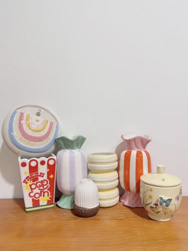 外贸出口 孤品 手绘 糖果甜点系列  陶瓷花瓶  摆件 烛台