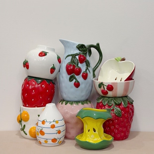 外贸孤品 水果系列手绘花瓶、储物罐、花盆、水壶 收纳罐