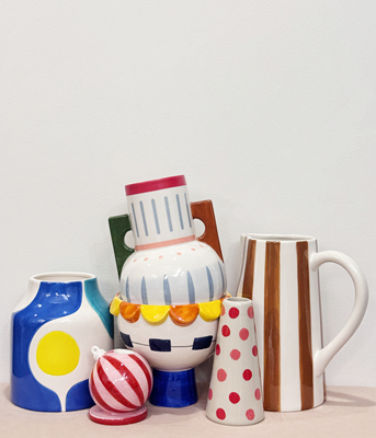 外贸孤品 多巴胺系列手绘花瓶、收纳、花盆、摆件、烛台