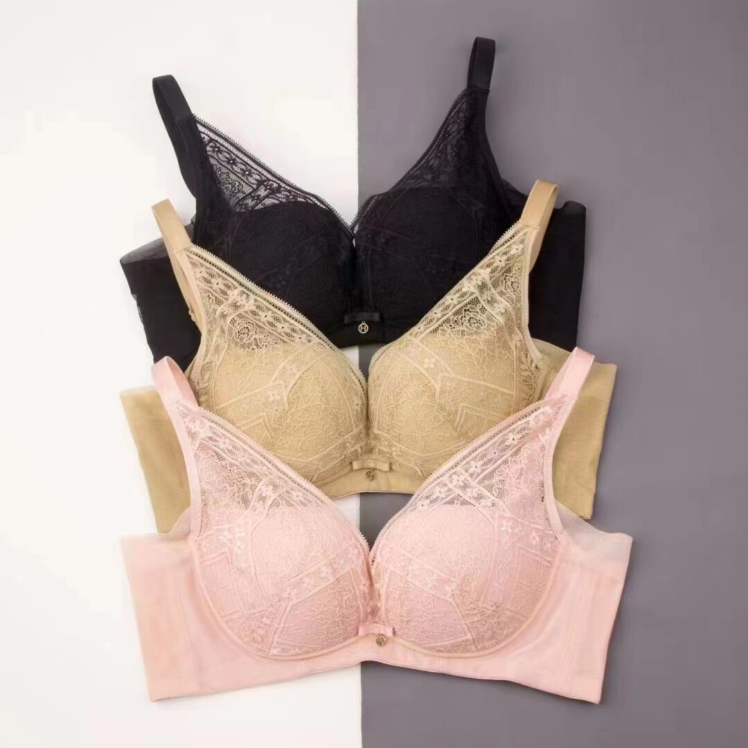 奢护无钢圈内衣蚕丝蛋白聚拢调整型网红鱼尾中厚杯文胸a杯b杯