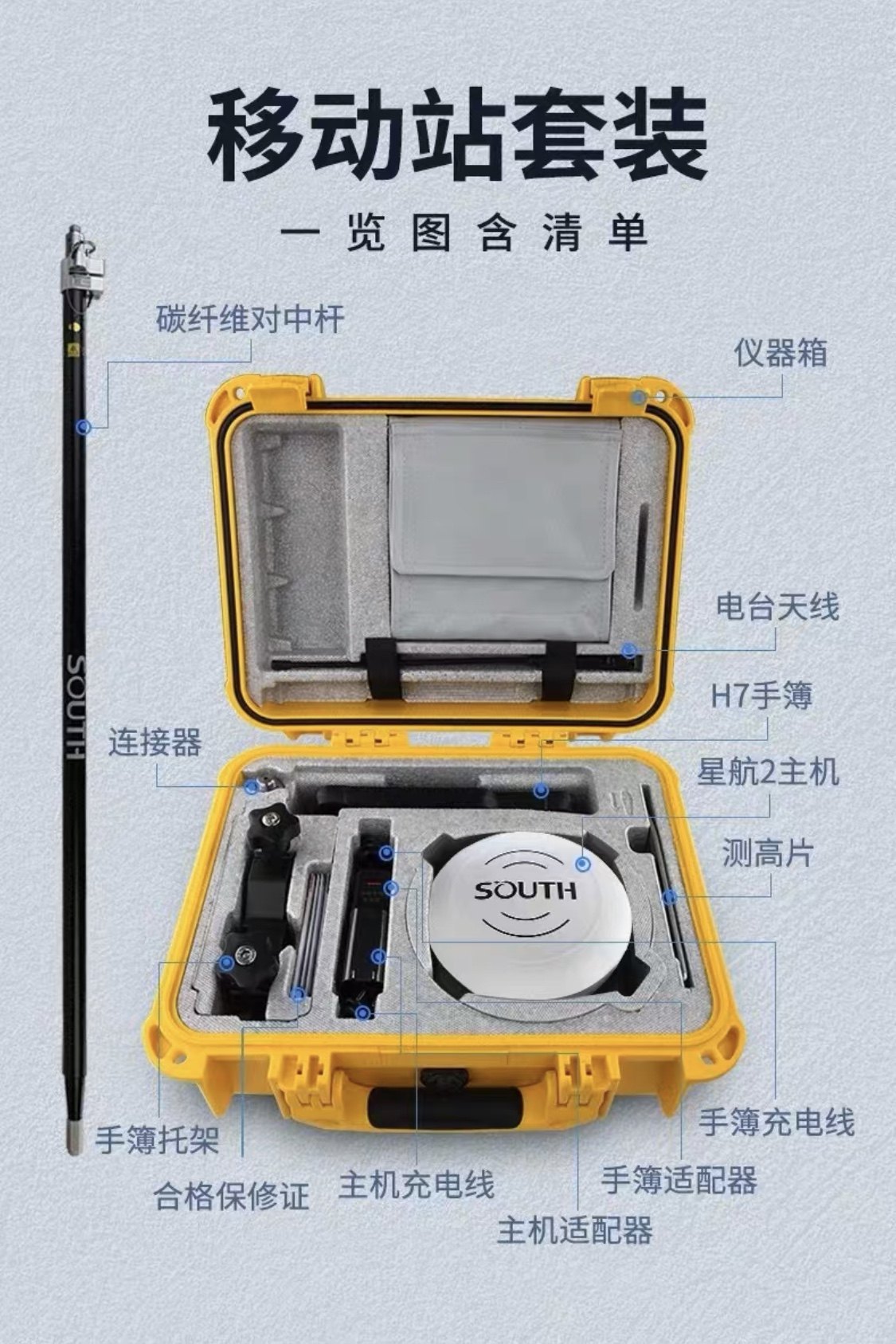 南方测绘云帆rtk移动站掼导gps土方工程园林放线测量控制点找平等