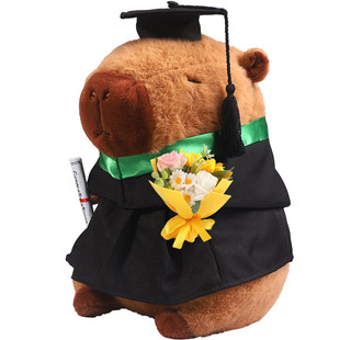正版卡皮巴拉毕业公仔水豚卡比吧啦学士服玩偶香港大学礼物男女生