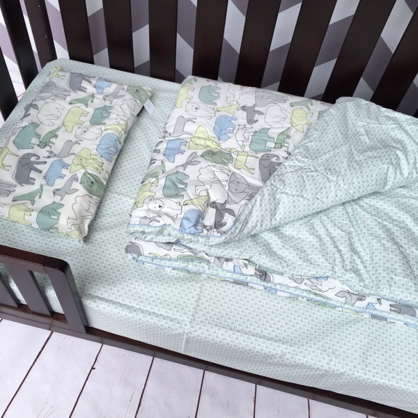 幼儿园儿童纯棉宝宝被子床品三件套爬行垫床单枕套活性印花春秋被