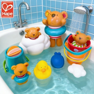 Hape原装 宝宝洗澡玩具儿童婴儿戏水发条漂浮游泳沐浴男女孩玩水