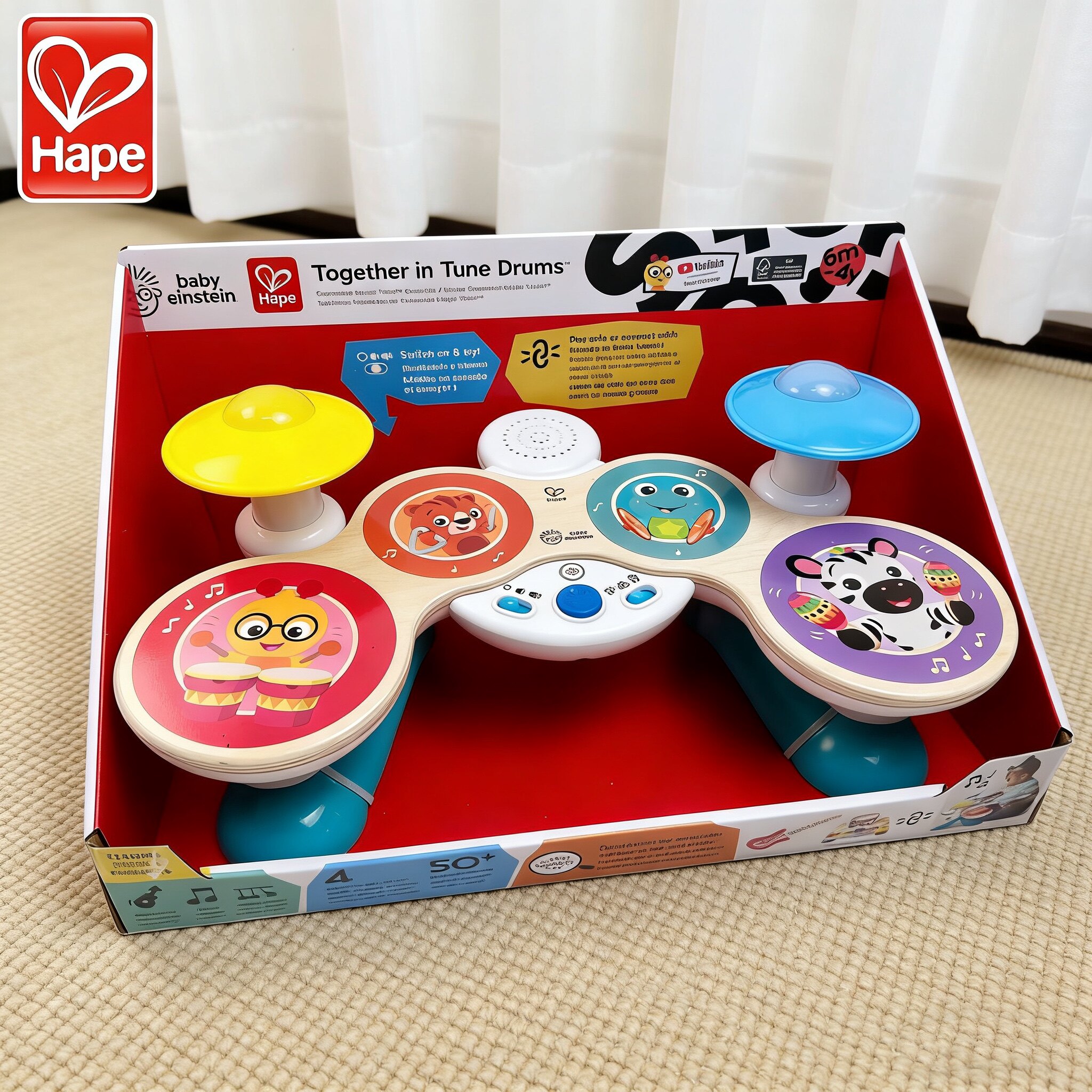 Hape智能触控架子鼓益智儿童乐器玩具男女孩宝宝婴儿电子手拍鼓