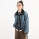 Northage2025日杂秋冬羊羔毛翻领蓝色牛仔夹棉通勤薄棉服夹克女