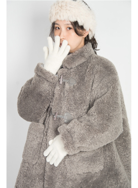 NorthageCloset 日杂款冬季加厚保暖立领羊羔毛牛角扣御寒外套女