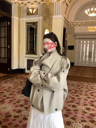 现9.5+「跑单限购.不褪不换」立领风衣外套女宽松气质夹克AA10