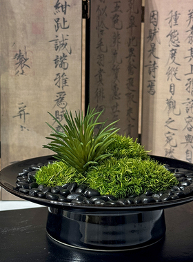 永生苔藓陶瓷花器精致苔藓摆件售楼处酒店样板间会所茶室桌面饰品