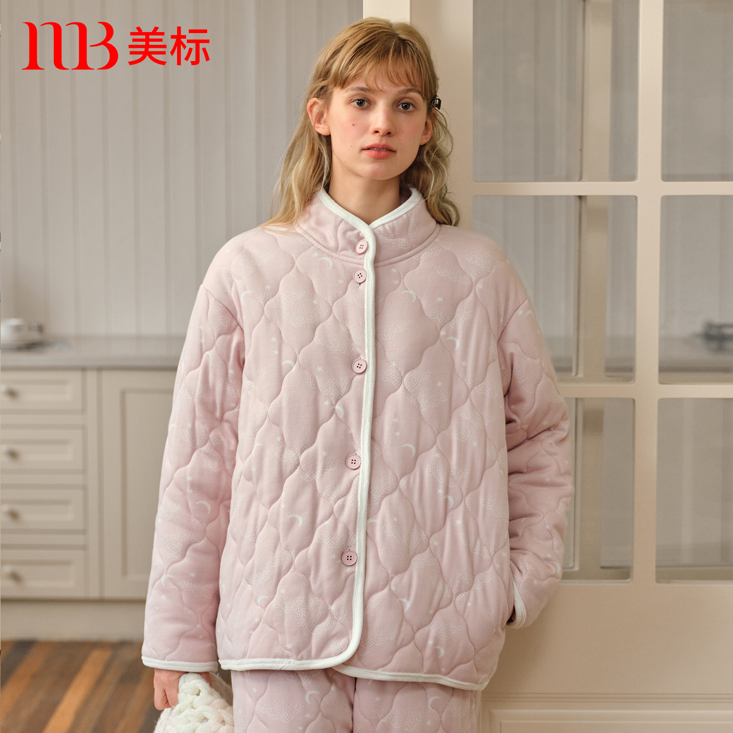 美标女士三层加厚咖啡碳夹棉睡衣