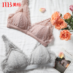 蕾丝三角杯薄款 美标真丝内衣女无钢圈桑蚕丝胸罩法式 性感丝绸文胸