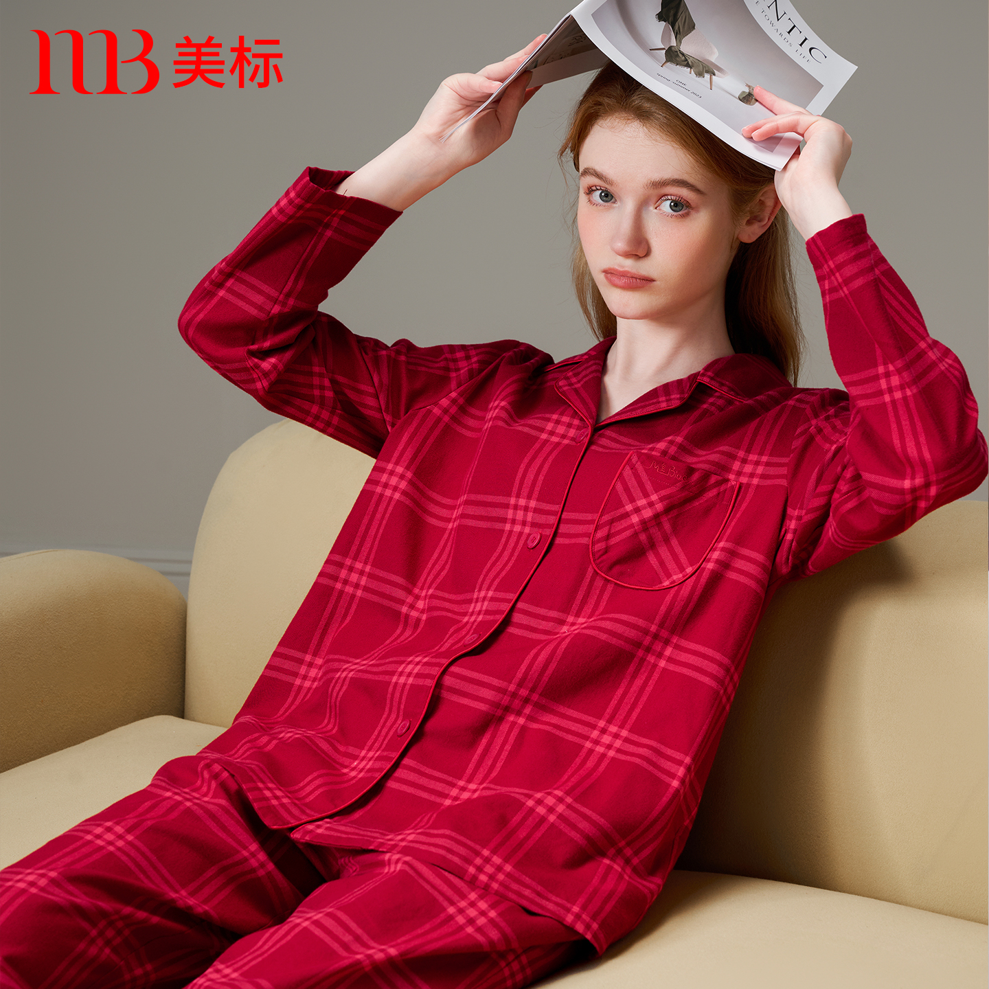 美标本命年红色纯棉睡衣套装