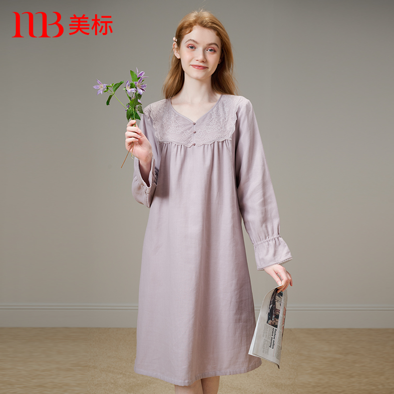 美标秋冬女双层棉纱罗夫格长袖裙