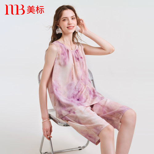 美标女士无袖背心莱赛尔睡衣套装