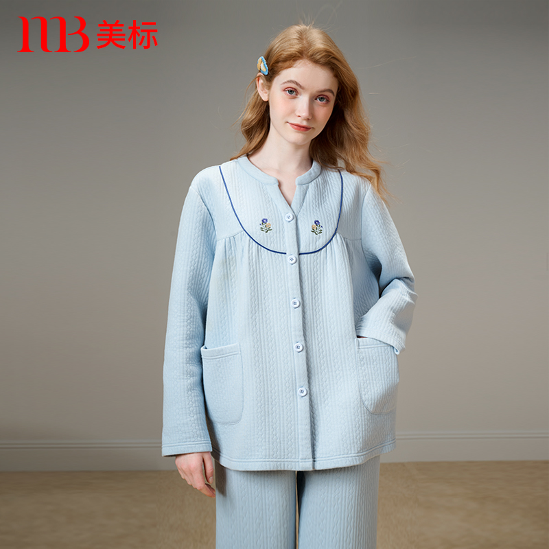 美标秋冬季夹棉睡衣套装家居服