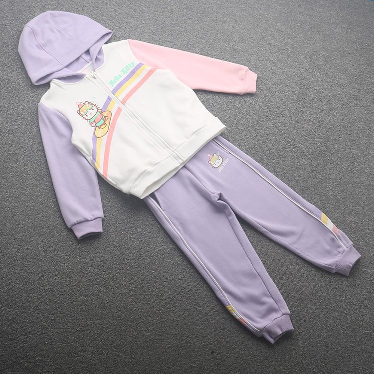 [凯]兰米特卖秋冬新款儿童女童针织运动时尚休闲套装加绒保暖连帽