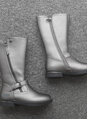 兰米特卖冬正品时尚儿童绒里时装中筒牛皮靴子O96043