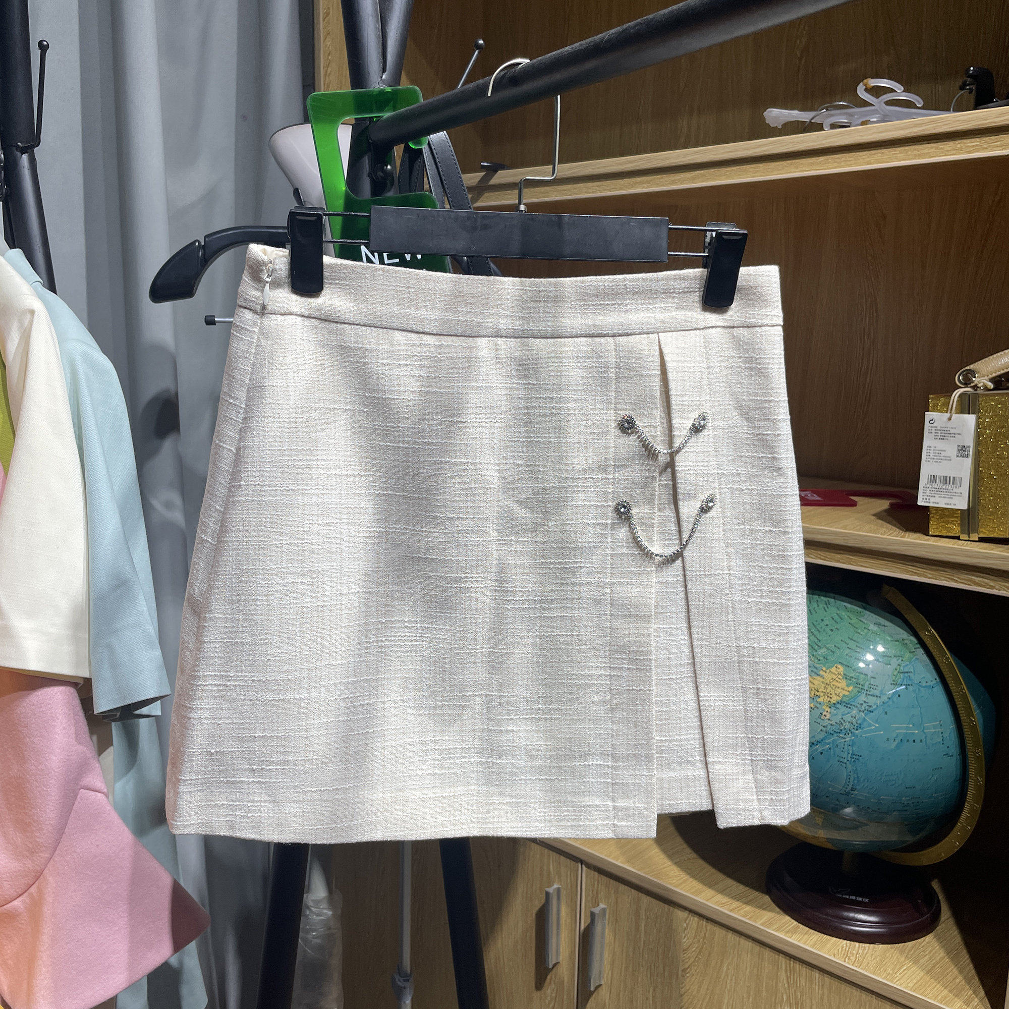 [五]兰米特卖女夏装法式高腰半身裙迷你A字短款裙子气质钻饰