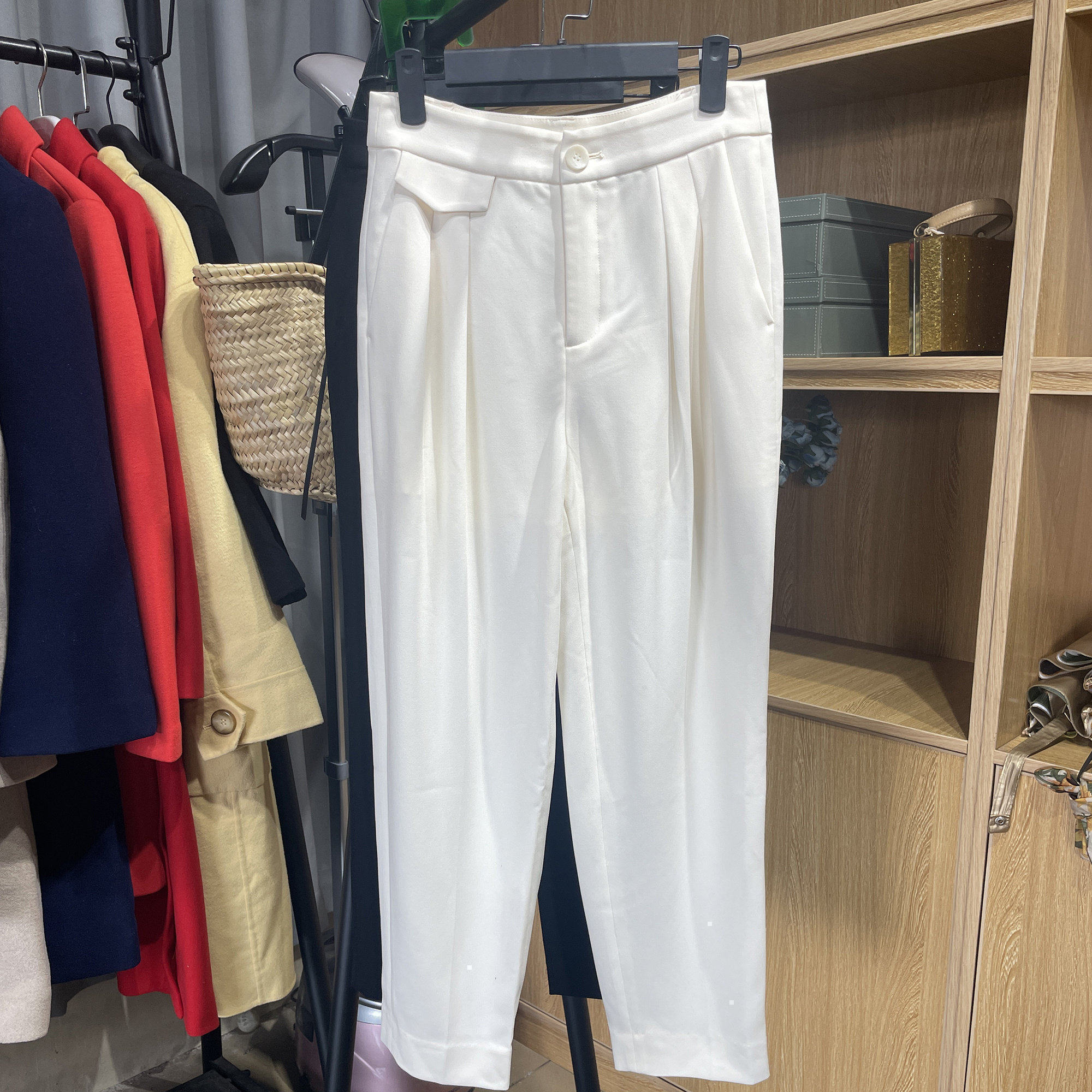 [五]兰米特卖新款女装夏小脚西装裤女高腰锥形长裤三醋酯休闲裤
