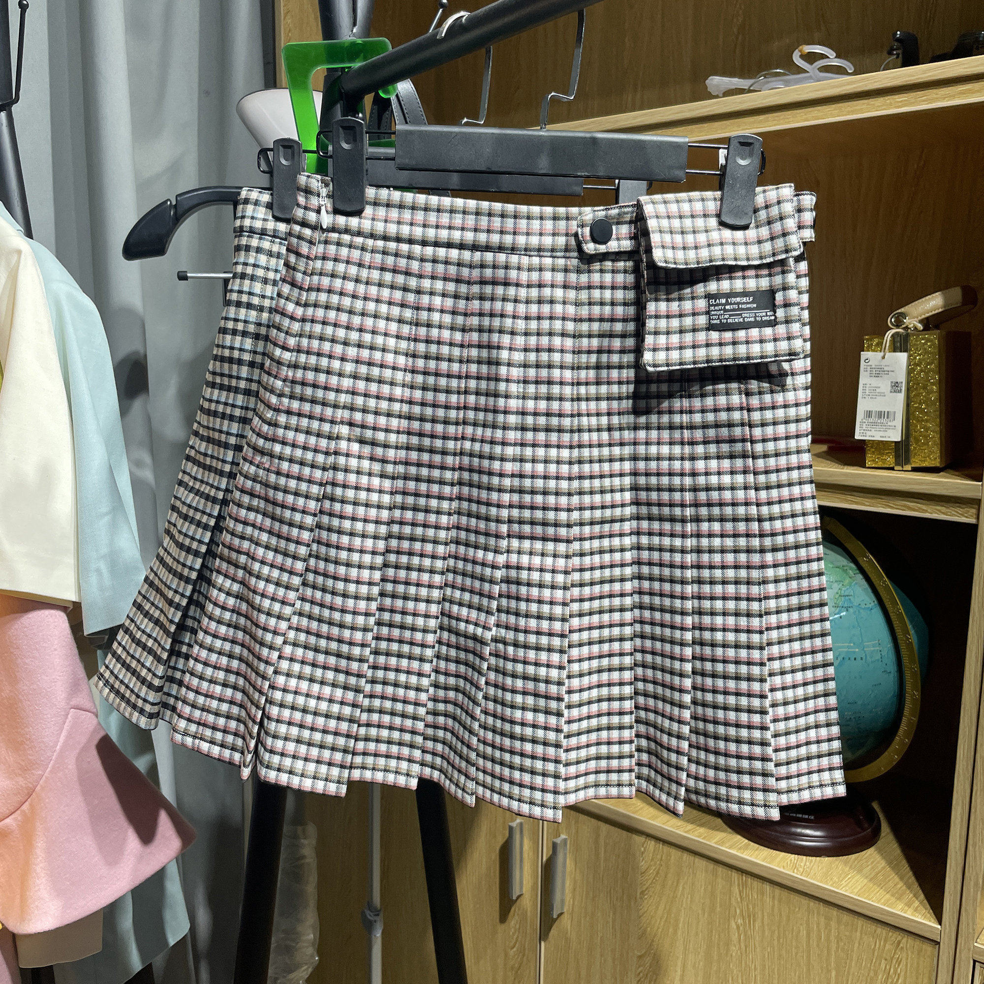 [五]兰米特卖新款女装夏高腰半身裙女JK格子百褶裙配A字短裙
