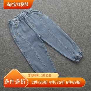 [迪]兰米男童牛仔裤新款超酷帅气宝宝束脚春秋宽松中大童裤子潮