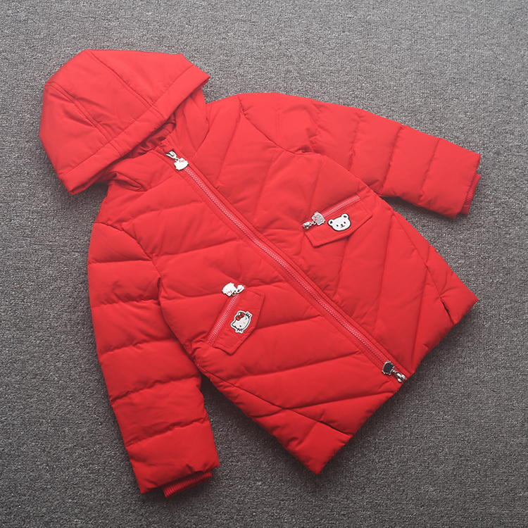 [凯]兰米特卖秋冬新款童装女童中大童中长款连帽羽绒服外套保暖