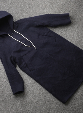 [摩]兰米特卖冬正品奢华连帽收腰刺绣中长款毛呢大衣MA174OVC120