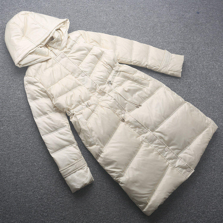 [五]兰米特卖新款女冬装长款羽绒服连帽保暖外套抽绳收腰显瘦羽绒