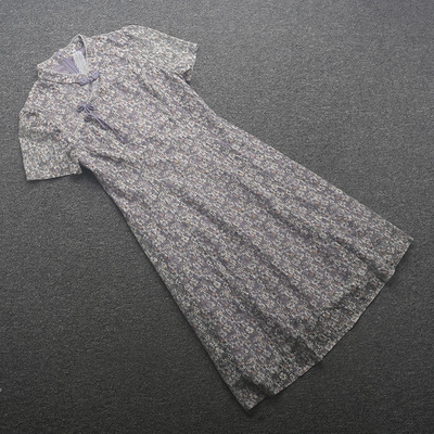 [直]兰米特卖夏季新款女装钉珠设计短袖中裙连衣裙立领裙子新中式