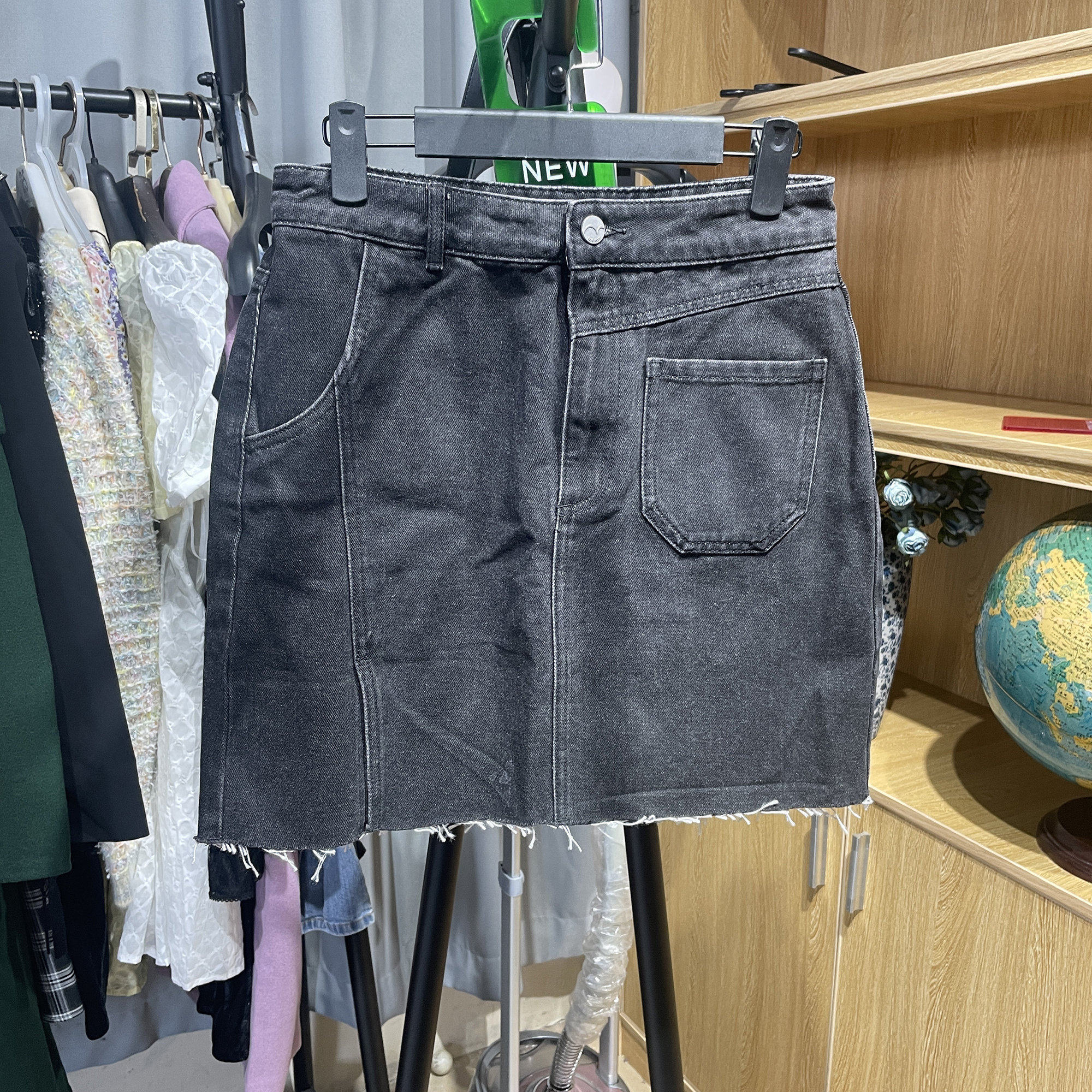 [五]兰米特卖新款女装夏气质牛仔半身裙女高腰小开叉短裙子