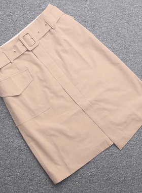 [艾]兰米特卖新女装休闲通勤纯色高腰包臀开叉半身裙T2011BQ014J