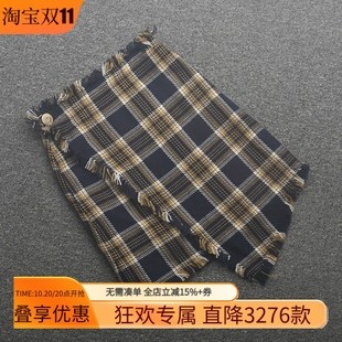 女装 新款 兰米特卖春季 格子不规则裙流苏复古A字包臀半身裙 直