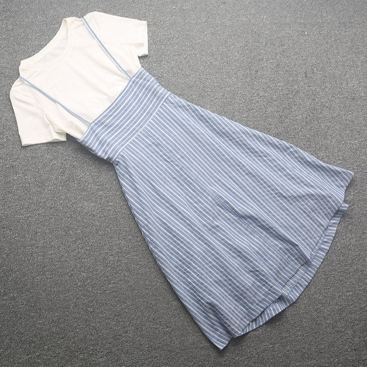 [五]兰米特卖夏季新款女装T恤配裙小个子小众拼接显瘦套装连衣裙