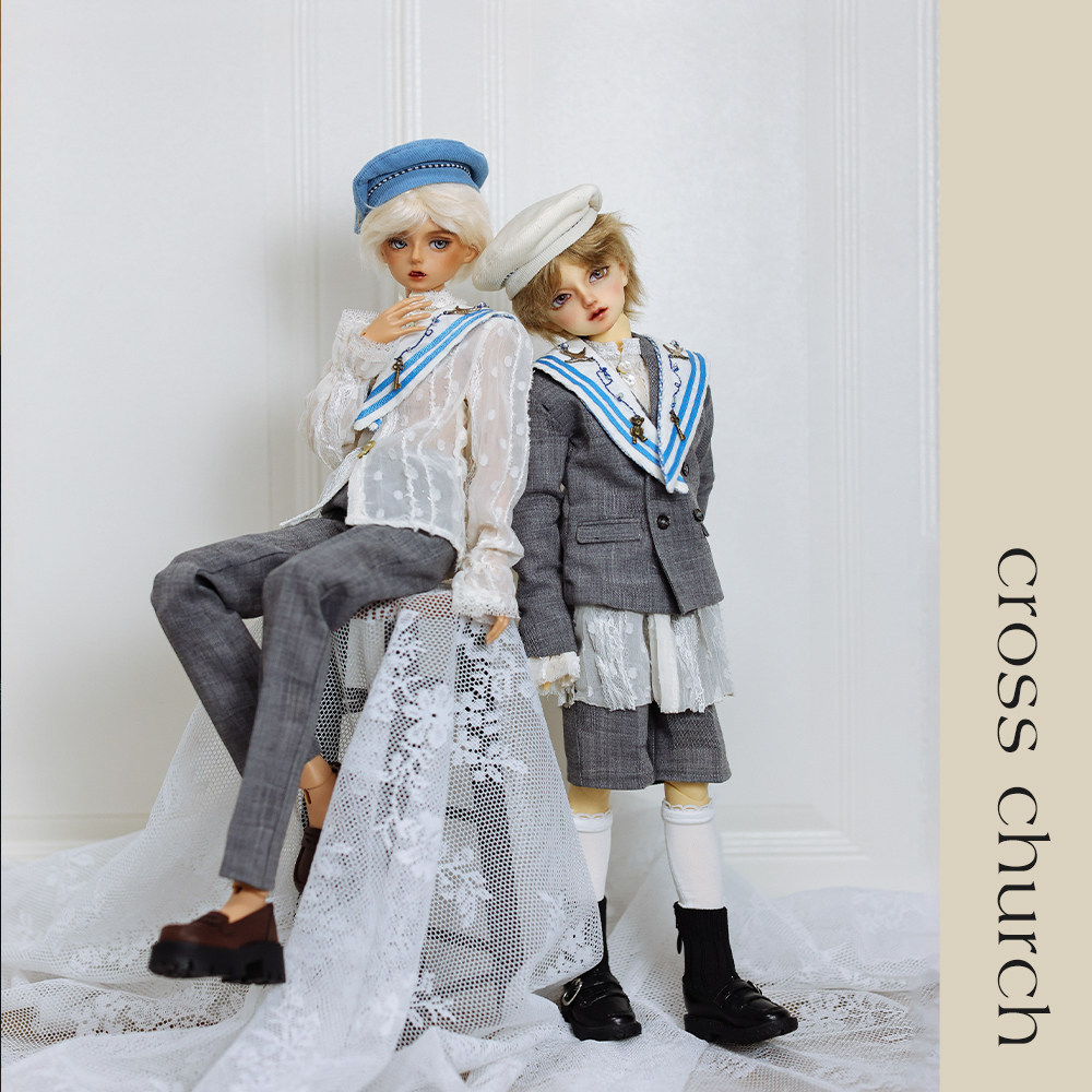 CrossChurch-塞壬的来信BJD娃衣手绣图案海军领西装制服雪纺衬衫