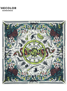 THECOLOR BANDANA美式复古方巾摩托头巾骑行围脖嘻哈面巾y2k围巾