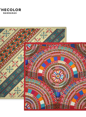 THECOLOR BANDANA美式复古红色方巾民族风丝巾摩托车面巾头巾发带