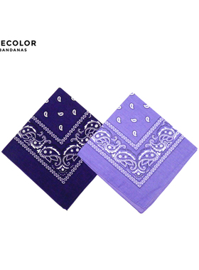 THECOLOR BANDANA港风腰果花方巾男士复古机车头巾围巾紫色发带女