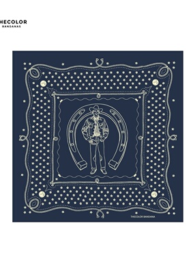 THECOLOR BANDANA美式复古方巾藏蓝色丝巾女围巾机车头巾男士领巾