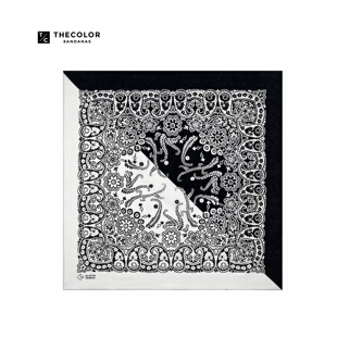 THECOLOR BANDANA美式复古腰果花方巾黑白拼色嘻哈头巾男围巾领巾