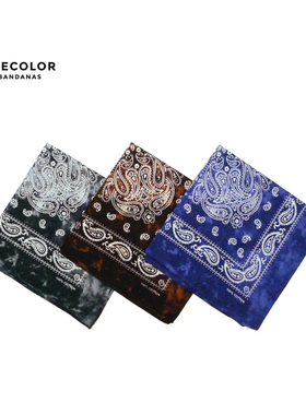 THECOLOR BANDANA美式扎染腰果花方巾复古机车头巾街舞男士围巾