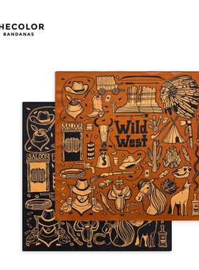 THECOLOR BANDANA美式复古头巾男士机车方巾系脖嘻哈发带丝巾领巾