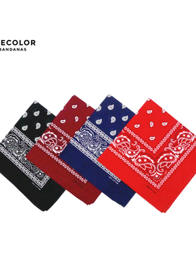 THECOLOR BANDANA美式腰果花方巾装饰丝巾红街舞头巾旅行发饰领巾