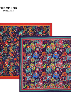 THECOLOR BANDANA阿美咔叽复古方巾棉民族风发带头巾机车面巾领巾