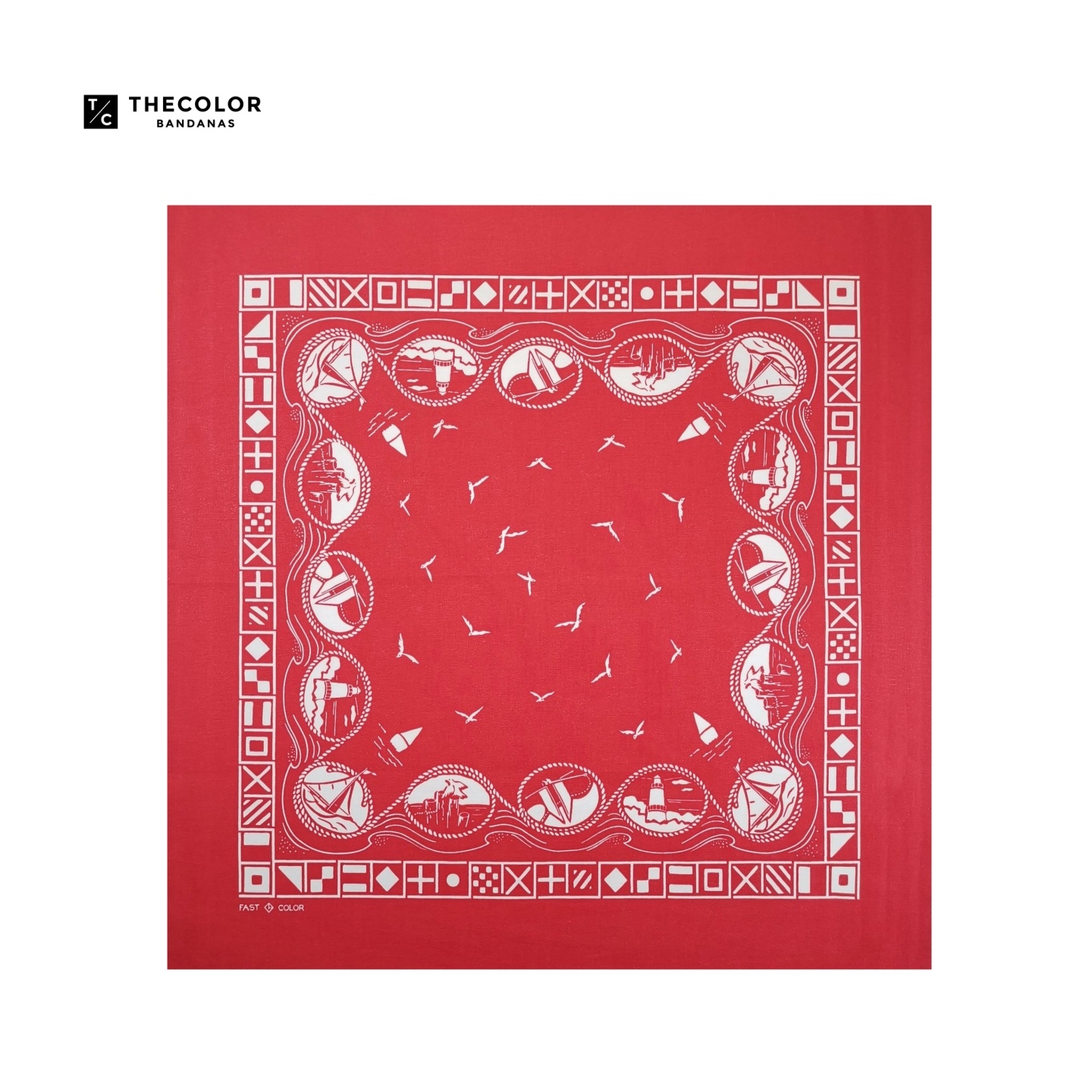 美式复古红色小方巾多用途丝巾